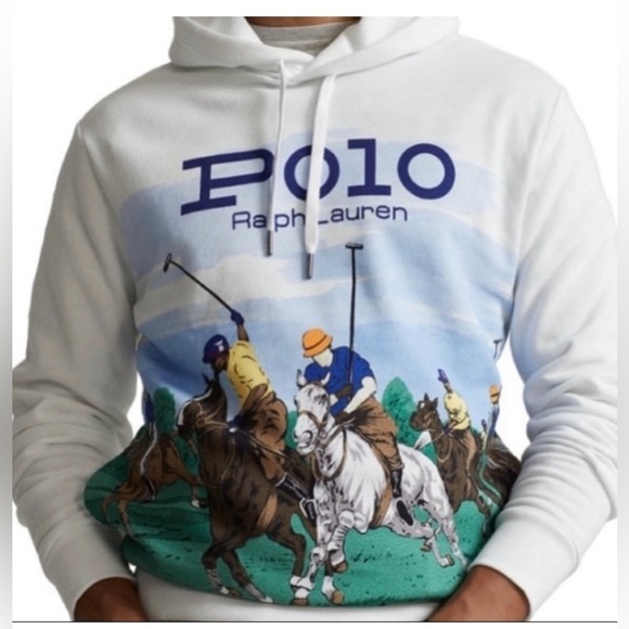 Polo Ralph Lauren Scenic Polo Match Hooded Sweatshirt Hoodie Horses Equestrian - Picture 2 of 5